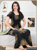 MANGAI Premium RAYON Smocking Nighty | Beautiful Pleated Design | Side Pocket | Stylish Nighty for Trendy Women's | Your Perfect Nightwear Collection's (RYS)