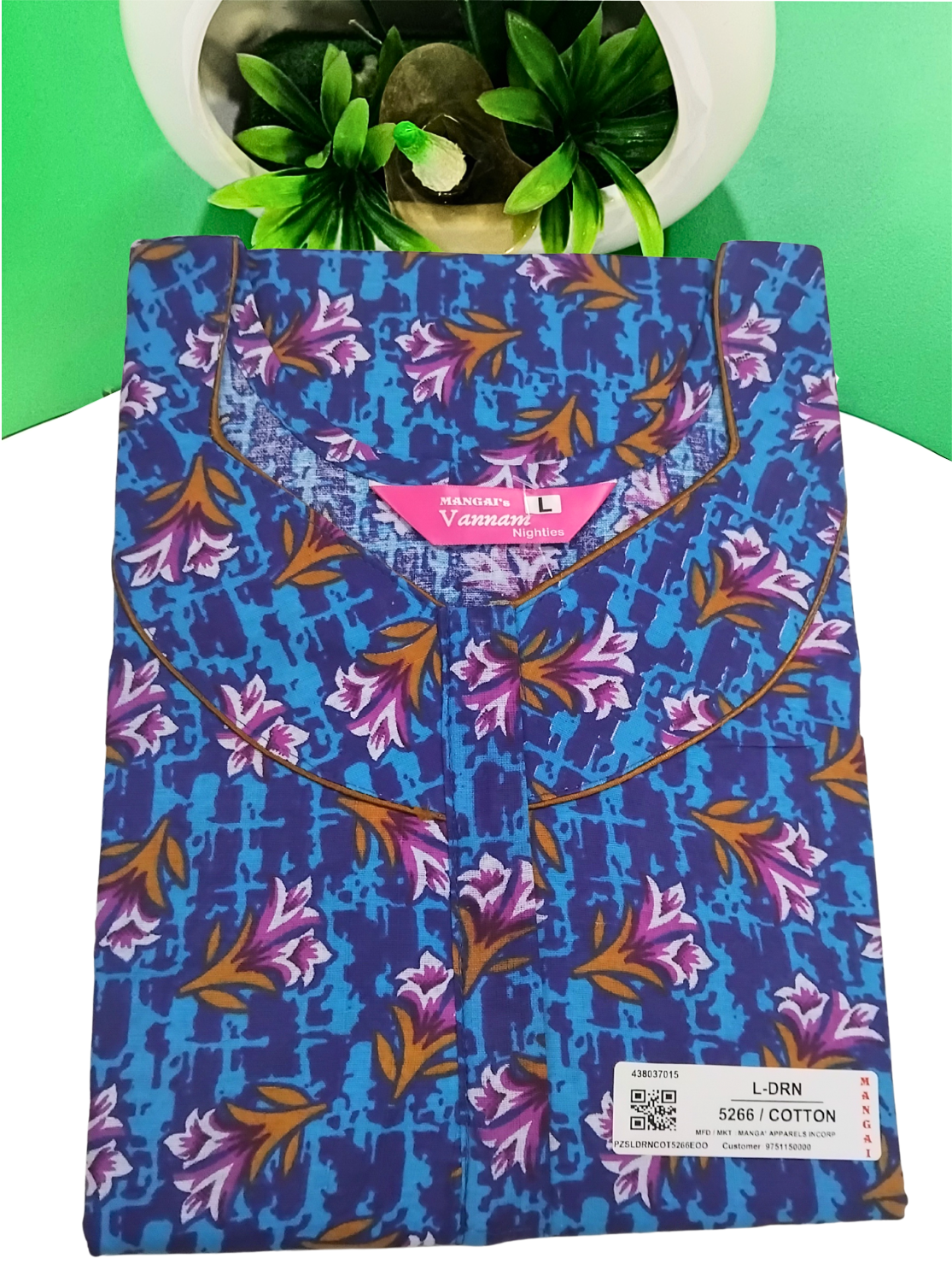 MANGAI Daily Wear Casual Comfort Fit Cotton Printed Nighties | Zipper Model with Slit Open | New Arrival's your Perfect Nightwear Companion (DRN)