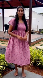 Alpine Smocking Maxi Frock Model Nightgown for Trendy Women's & Teenage Girl's | Stretchable Comfort to Body Fit | Side Pocket & Stylish Round Neck MAXI Gown for Women's Teenage Girl's (ASM)