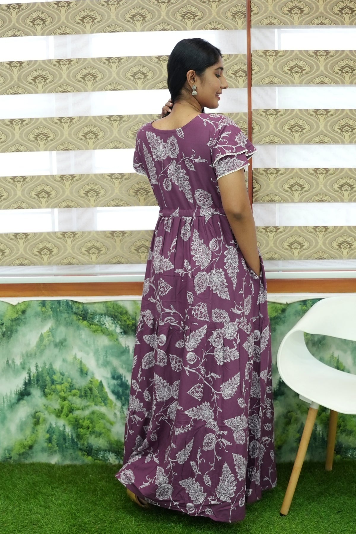 Stylish Arrivals Rayon Gathering Frock Model Night Gown's | Front Adjustable Gathering Style Rope Rope | Double Layer Sleeve | Trending Collection's for Stylish Women's (FKG)