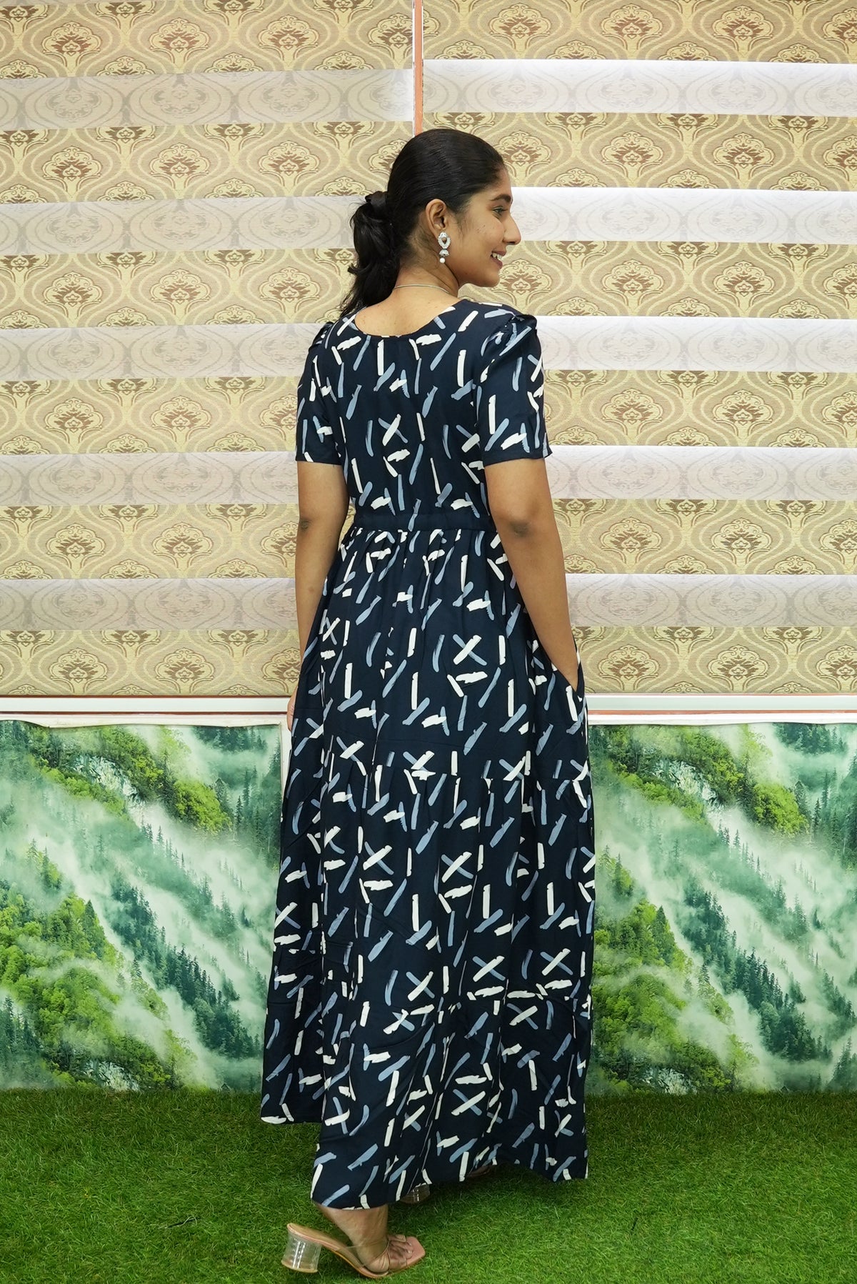 Stylish Arrivals Rayon Gathering Frock Model Night Gown's | Front Adjustable Gathering Style Rope Rope | Puff Sleeve | Trending Collection's for Stylish Women's (GFK)