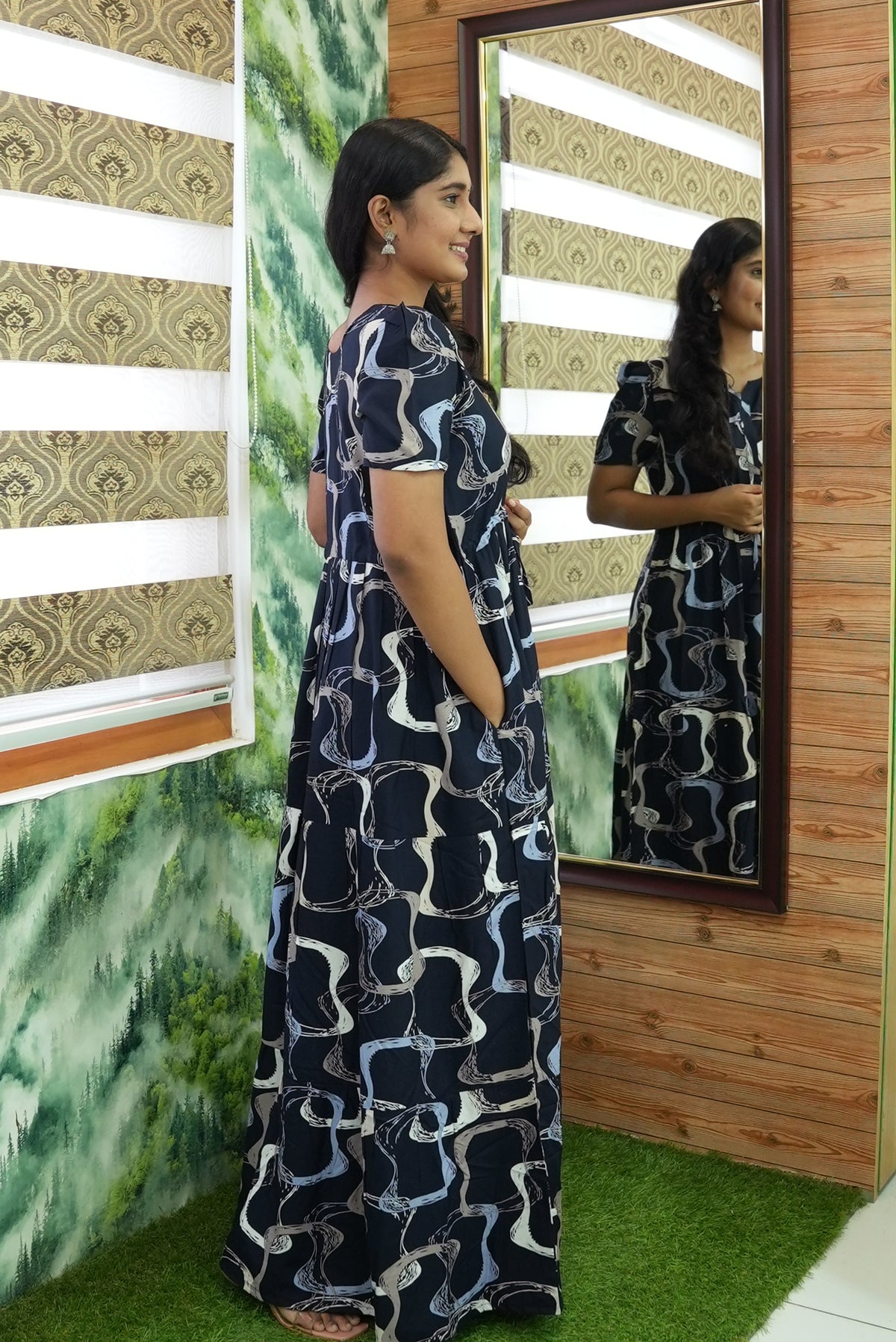 Stylish Arrivals Rayon Gathering Frock Model Night Gown's | Front Adjustable Gathering Style Rope Rope | Puff Sleeve | Trending Collection's for Stylish Women's (GFK)