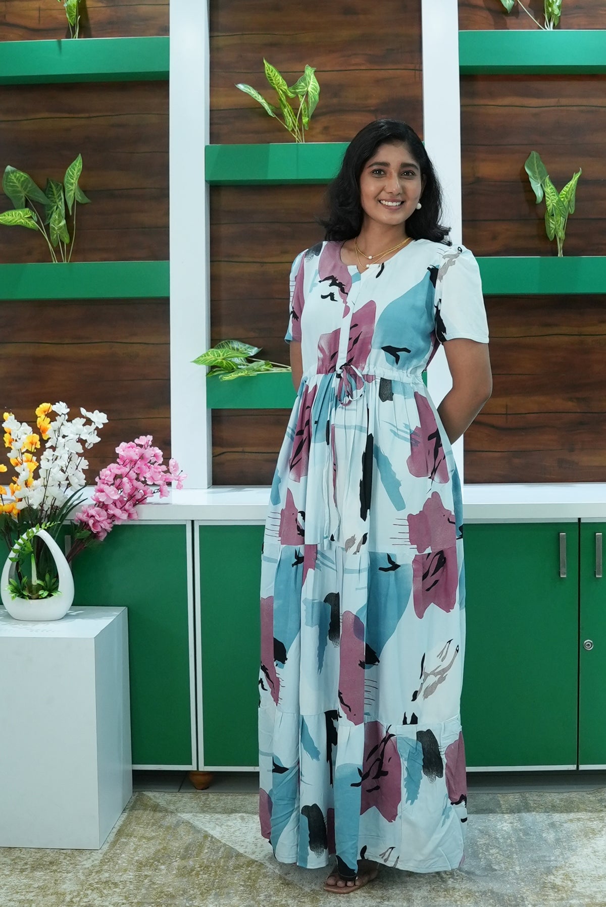 Stylish Arrivals Rayon Gathering Frock Model Night Gown's | Front Adjustable Gathering Style Rope Rope | Puff Sleeve | Trending Collection's for Stylish Women's (GFK)