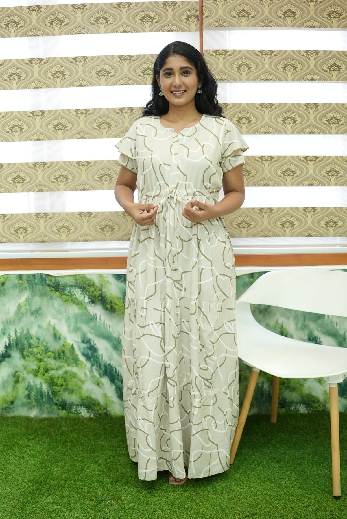 Stylish Arrivals Rayon Gathering Frock Model Night Gown's | Front Adjustable Gathering Style Rope Rope | Double Layer Sleeve | Trending Collection's for Stylish Women's (GFK)