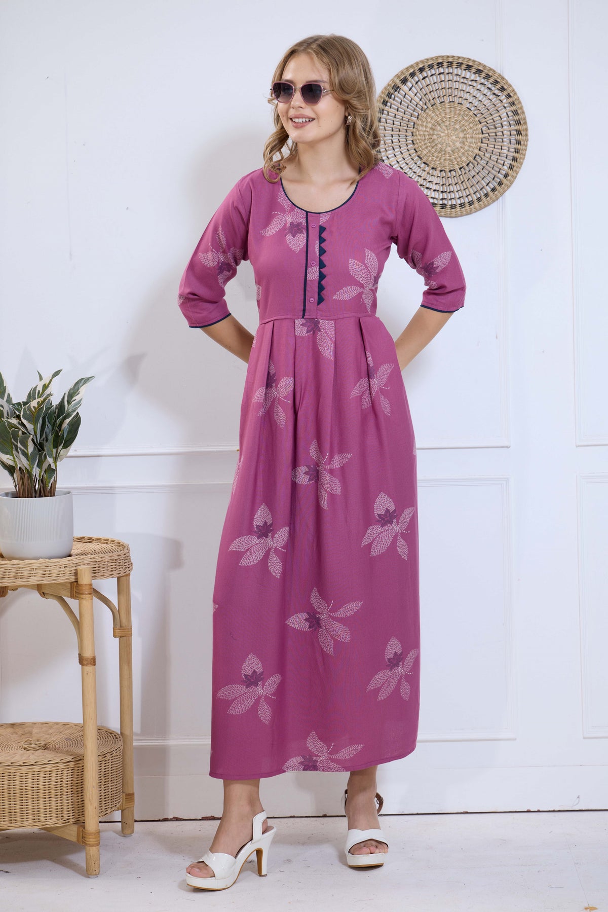Alpine KURTI Style | Beautiful Stylish KURTI Model | Long 3/4 Sleeve & Side Pocket | Fresh Collection's for Stylish Women's (AK-3/4)