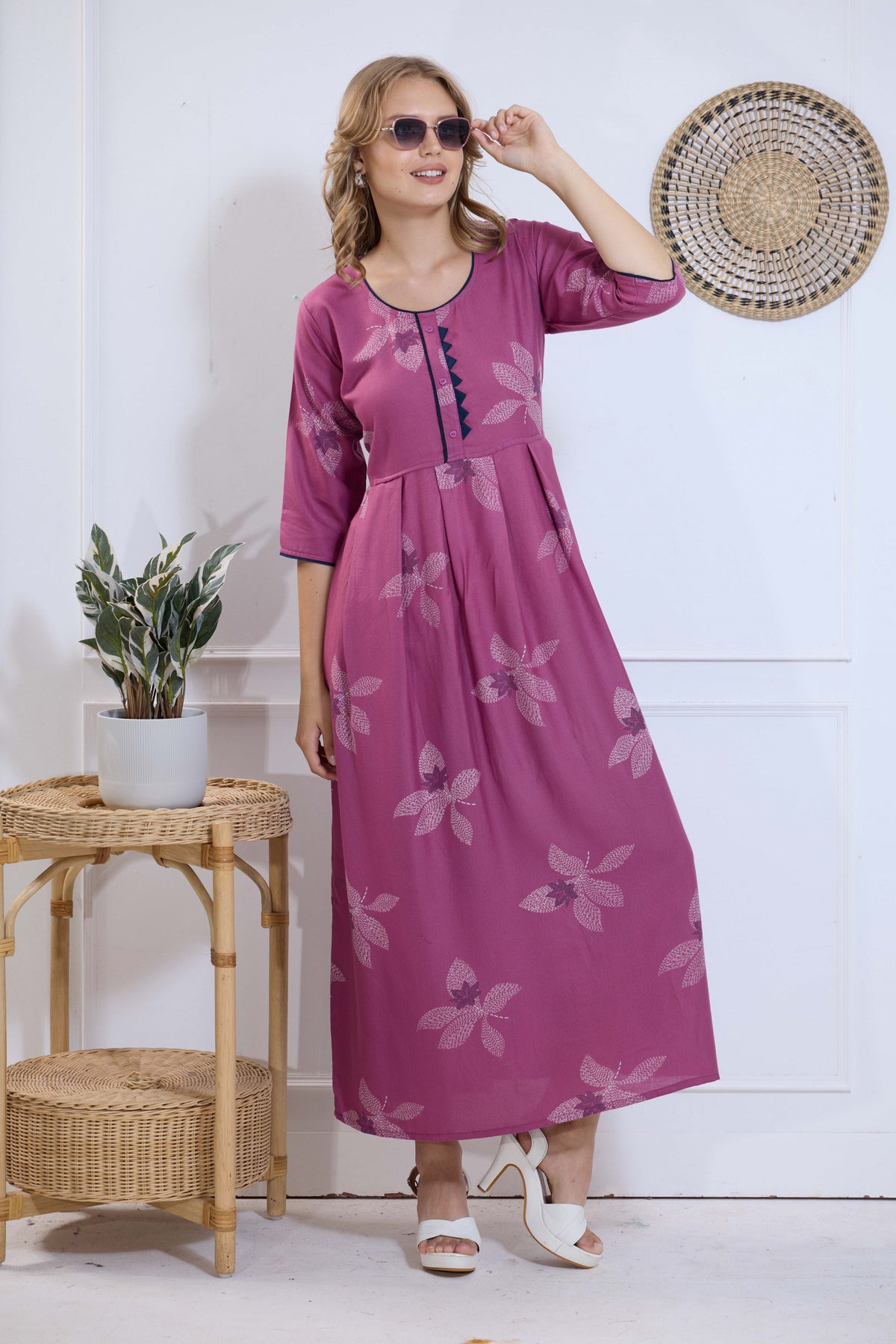 Alpine KURTI Style | Beautiful Stylish KURTI Model | Long 3/4 Sleeve & Side Pocket | Fresh Collection's for Stylish Women's (AK-3/4)