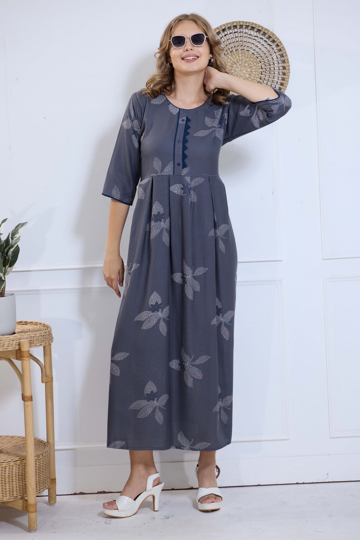 Alpine KURTI Style | Beautiful Stylish KURTI Model | Long 3/4 Sleeve & Side Pocket | Fresh Collection's for Stylish Women's (AK-3/4)