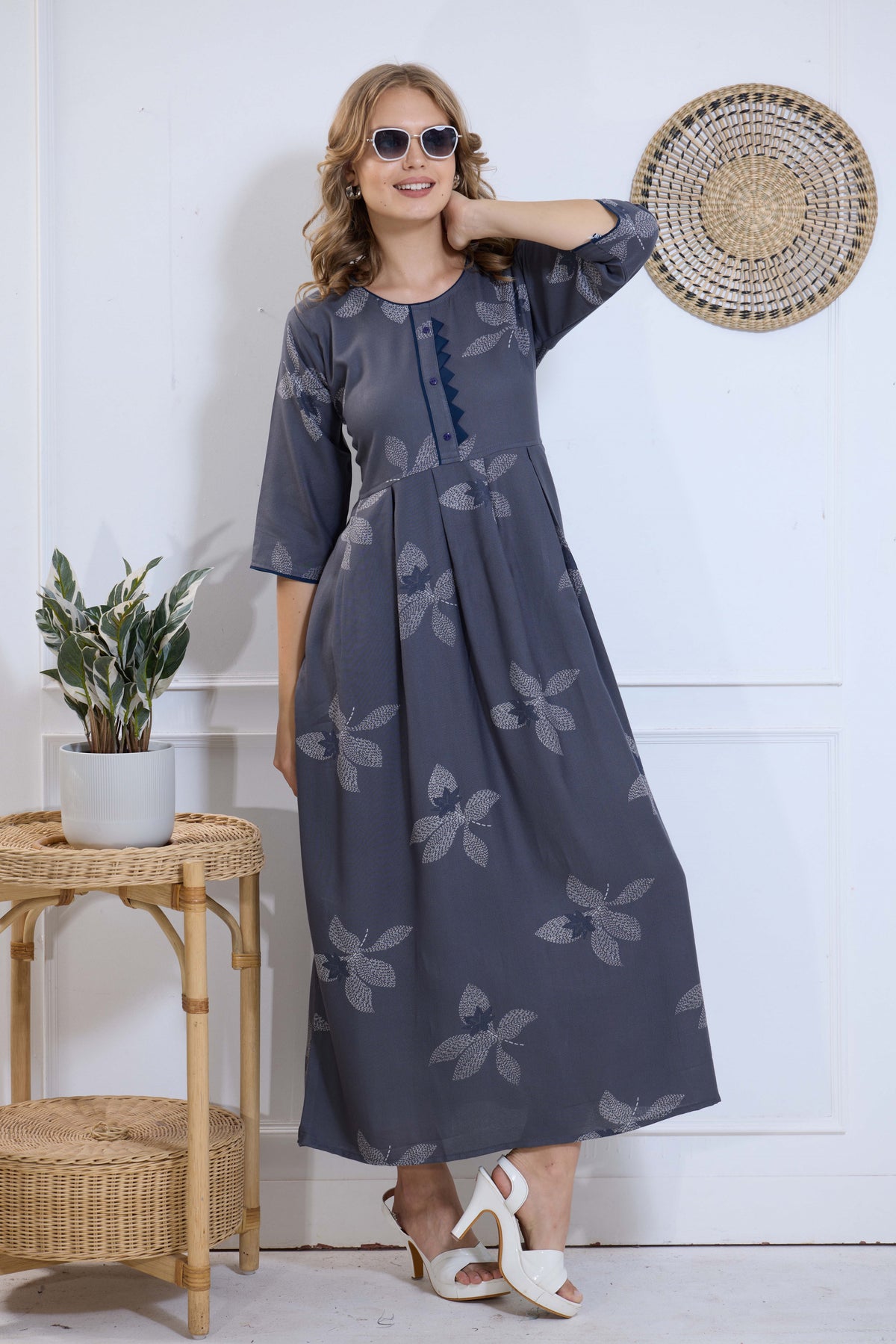 Alpine KURTI Style | Beautiful Stylish KURTI Model | Long 3/4 Sleeve & Side Pocket | Fresh Collection's for Stylish Women's (AK-3/4)