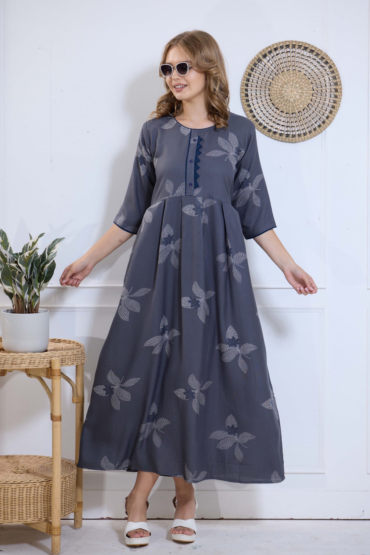 Alpine KURTI Style | Beautiful Stylish KURTI Model | Long 3/4 Sleeve & Side Pocket | Fresh Collection's for Stylish Women's (AK-3/4)