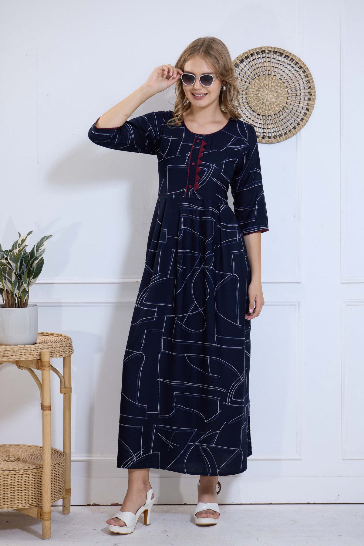 Alpine KURTI Style | Beautiful Stylish KURTI Model | Long 3/4 Sleeve & Side Pocket | Fresh Collection's for Stylish Women's (AK-3/4)