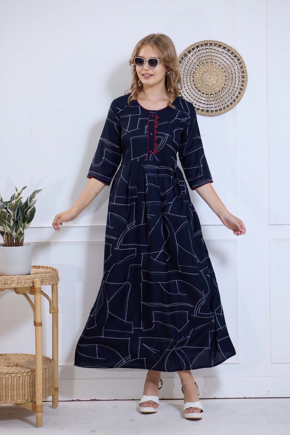 Alpine KURTI Style | Beautiful Stylish KURTI Model | Long 3/4 Sleeve & Side Pocket | Fresh Collection's for Stylish Women's (AK-3/4)