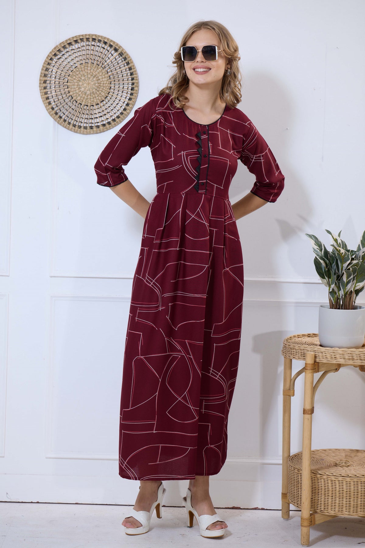 Alpine KURTI Style | Beautiful Stylish KURTI Model | Long 3/4 Sleeve & Side Pocket | Fresh Collection's for Stylish Women's (AK-3/4)