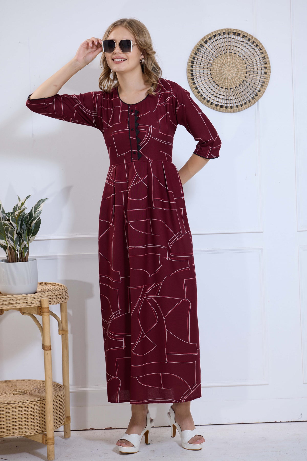 Alpine KURTI Style | Beautiful Stylish KURTI Model | Long 3/4 Sleeve & Side Pocket | Fresh Collection's for Stylish Women's (AK-3/4)