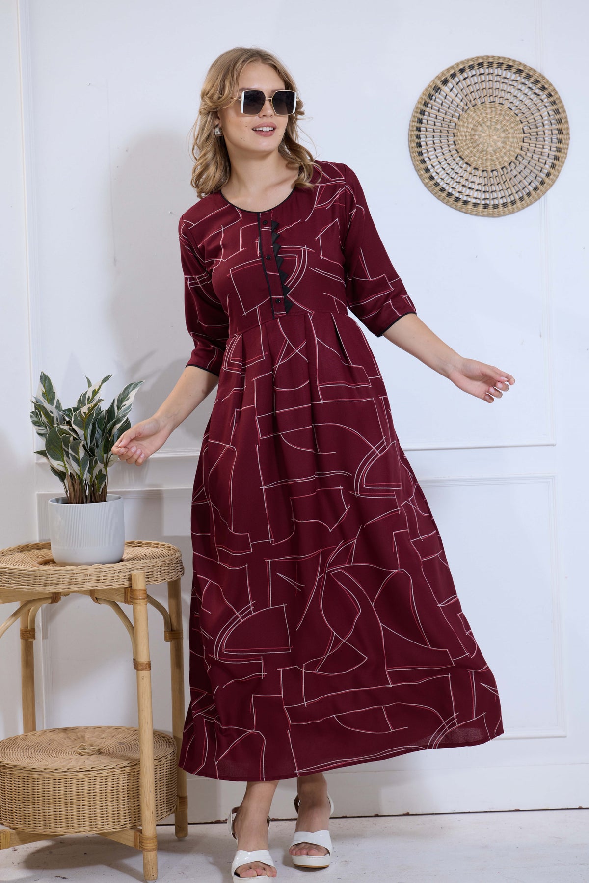 Alpine KURTI Style | Beautiful Stylish KURTI Model | Long 3/4 Sleeve & Side Pocket | Fresh Collection's for Stylish Women's (AK-3/4)