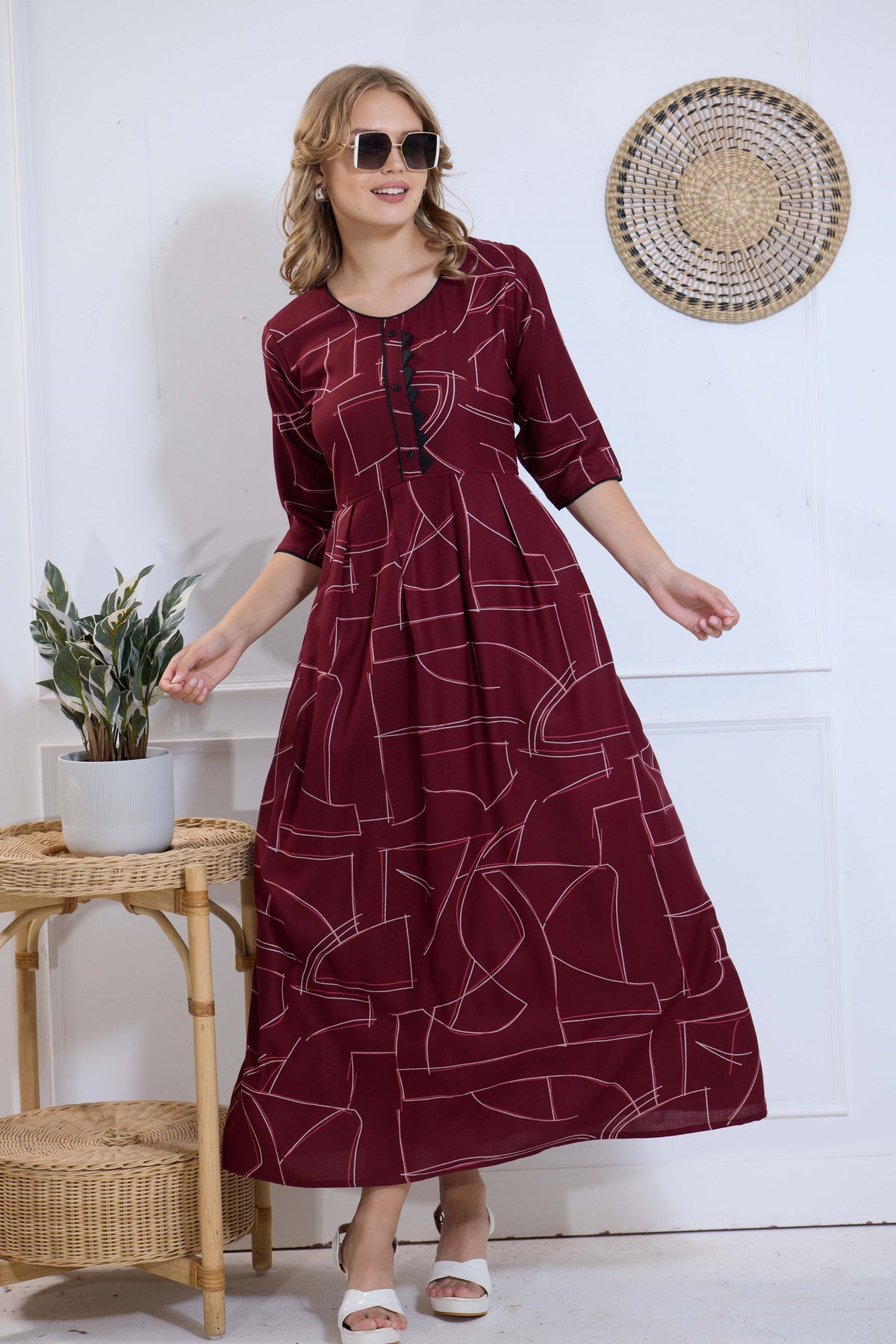 Alpine KURTI Style | Beautiful Stylish KURTI Model | Long 3/4 Sleeve & Side Pocket | Fresh Collection's for Stylish Women's (AK-3/4)