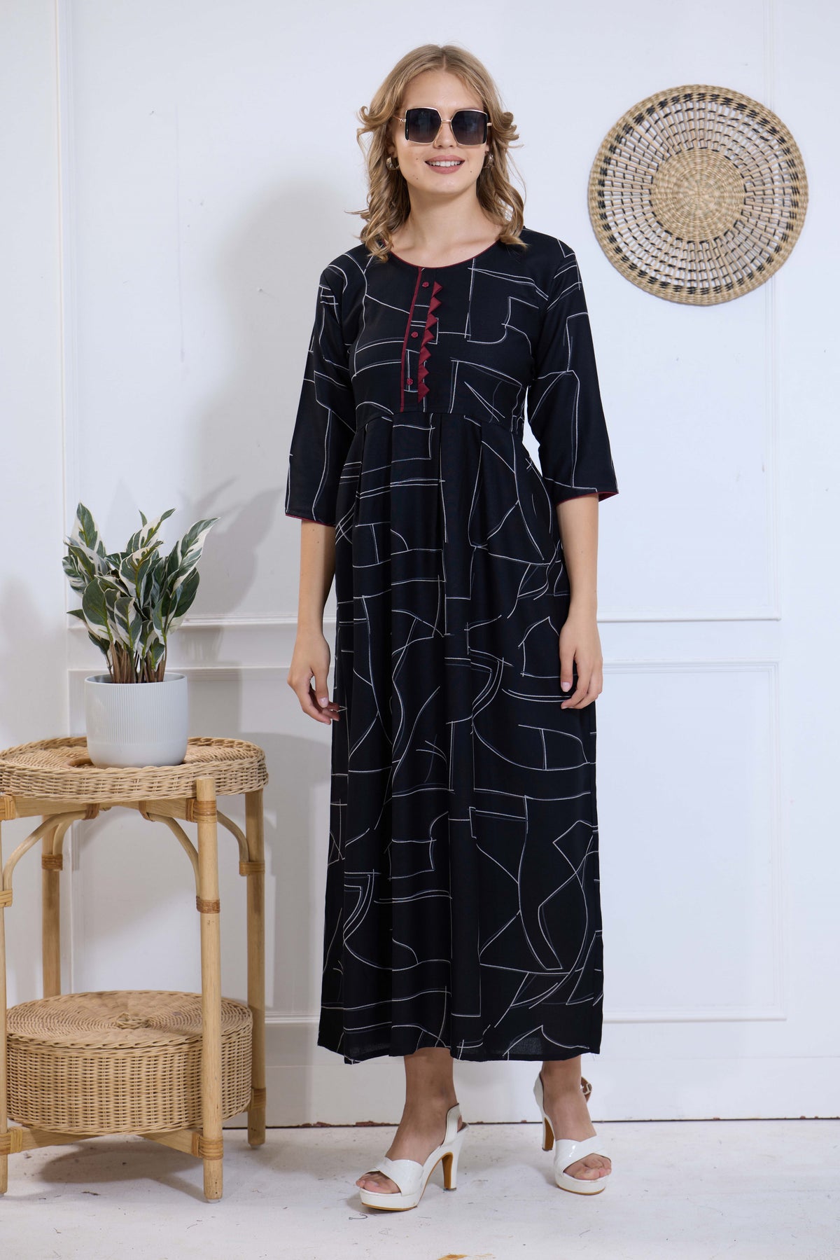 Alpine KURTI Style | Beautiful Stylish KURTI Model | Long 3/4 Sleeve & Side Pocket | Fresh Collection's for Stylish Women's (AK-3/4)