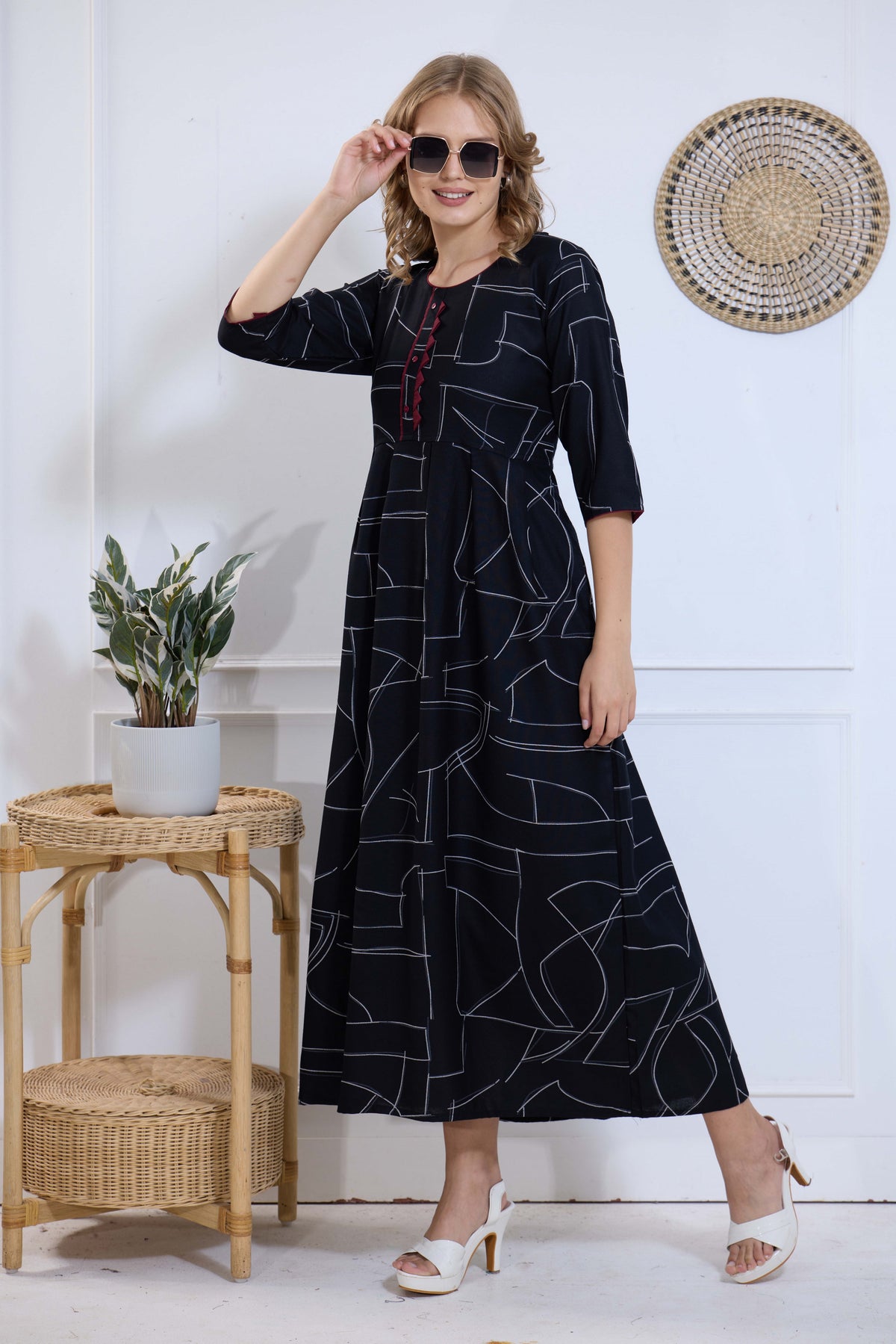 Alpine KURTI Style | Beautiful Stylish KURTI Model | Long 3/4 Sleeve & Side Pocket | Fresh Collection's for Stylish Women's (AK-3/4)
