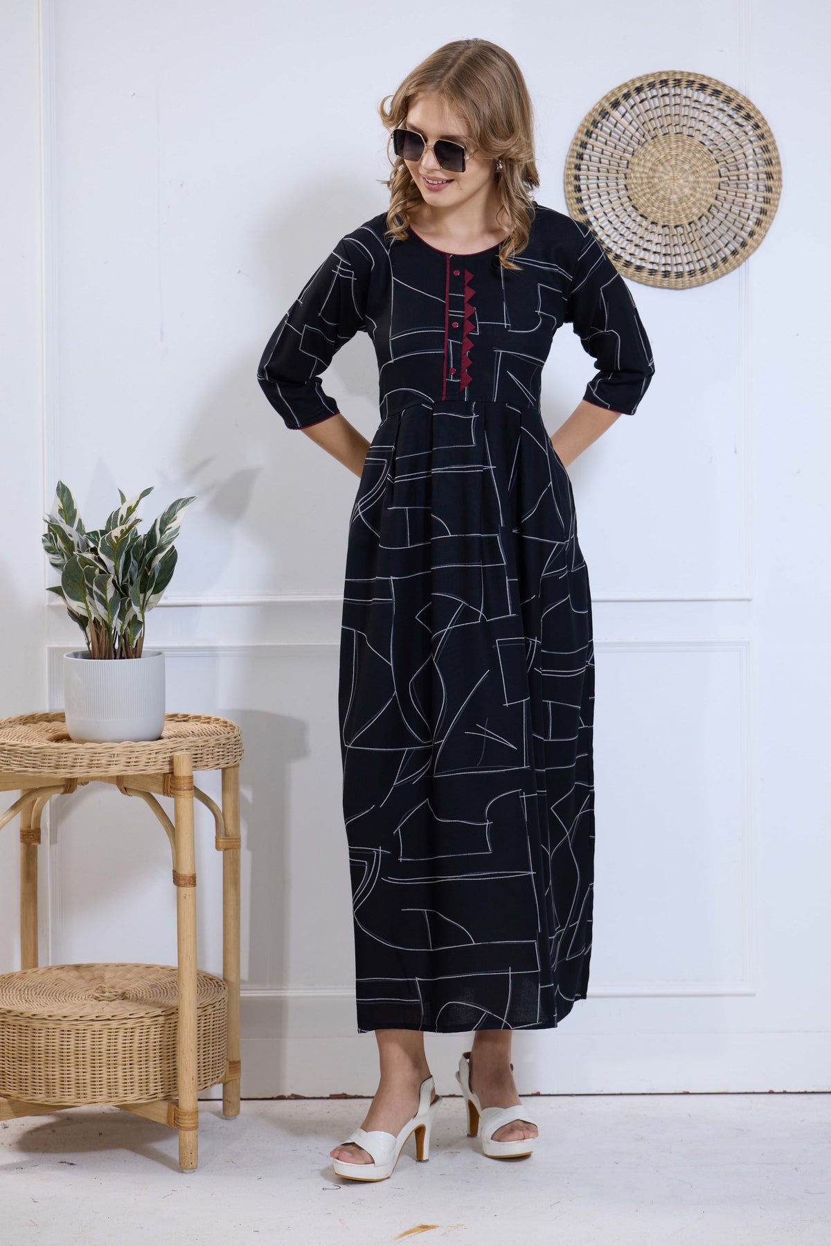 Alpine KURTI Style | Beautiful Stylish KURTI Model | Long 3/4 Sleeve & Side Pocket | Fresh Collection's for Stylish Women's (AK-3/4)