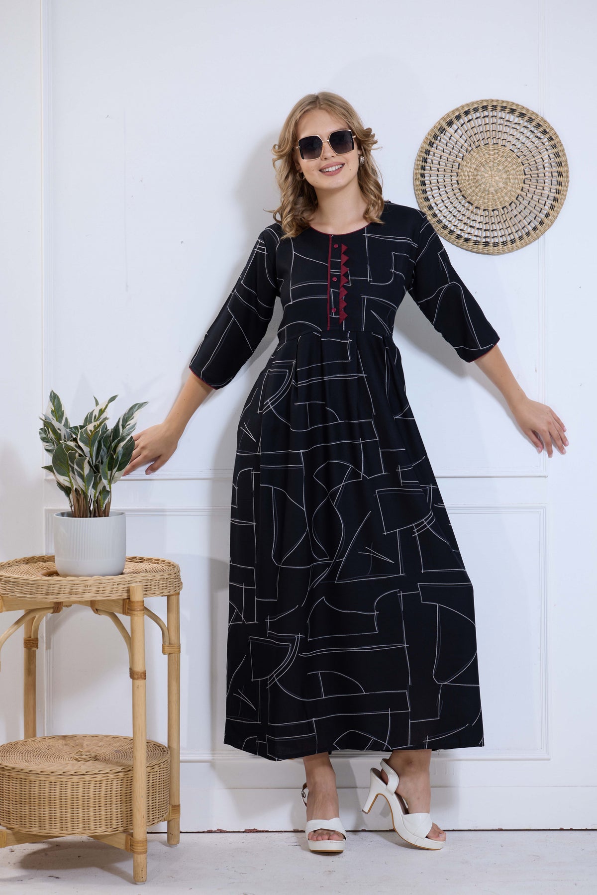 Alpine KURTI Style | Beautiful Stylish KURTI Model | Long 3/4 Sleeve & Side Pocket | Fresh Collection's for Stylish Women's (AK-3/4)