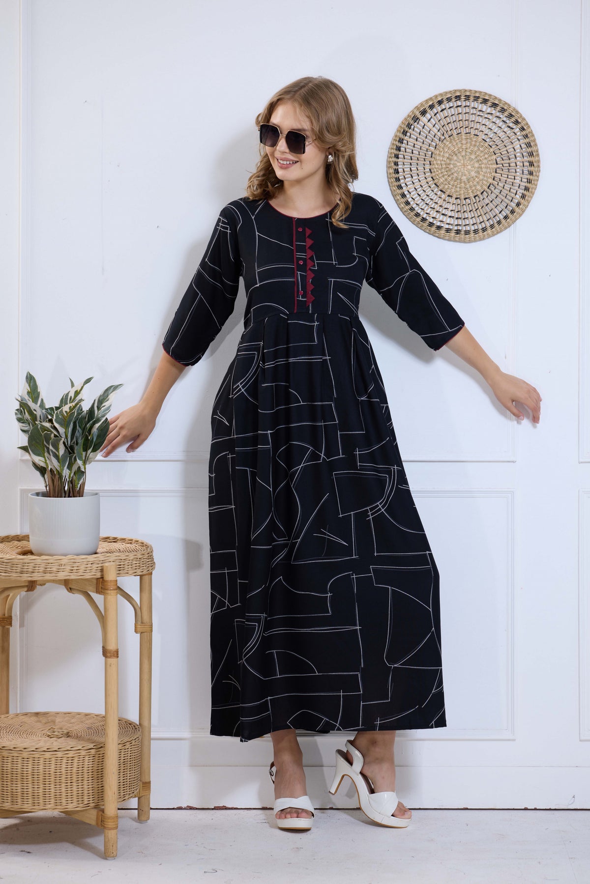 Alpine KURTI Style | Beautiful Stylish KURTI Model | Long 3/4 Sleeve & Side Pocket | Fresh Collection's for Stylish Women's (AK-3/4)