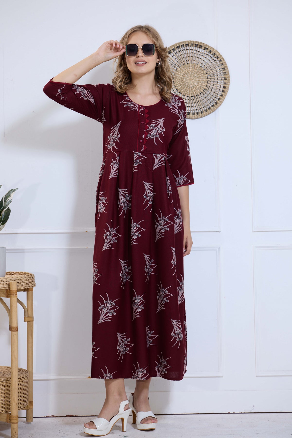 Alpine KURTI Style | Beautiful Stylish KURTI Model | Long 3/4 Sleeve & Side Pocket | Fresh Collection's for Stylish Women's (AK-3/4)