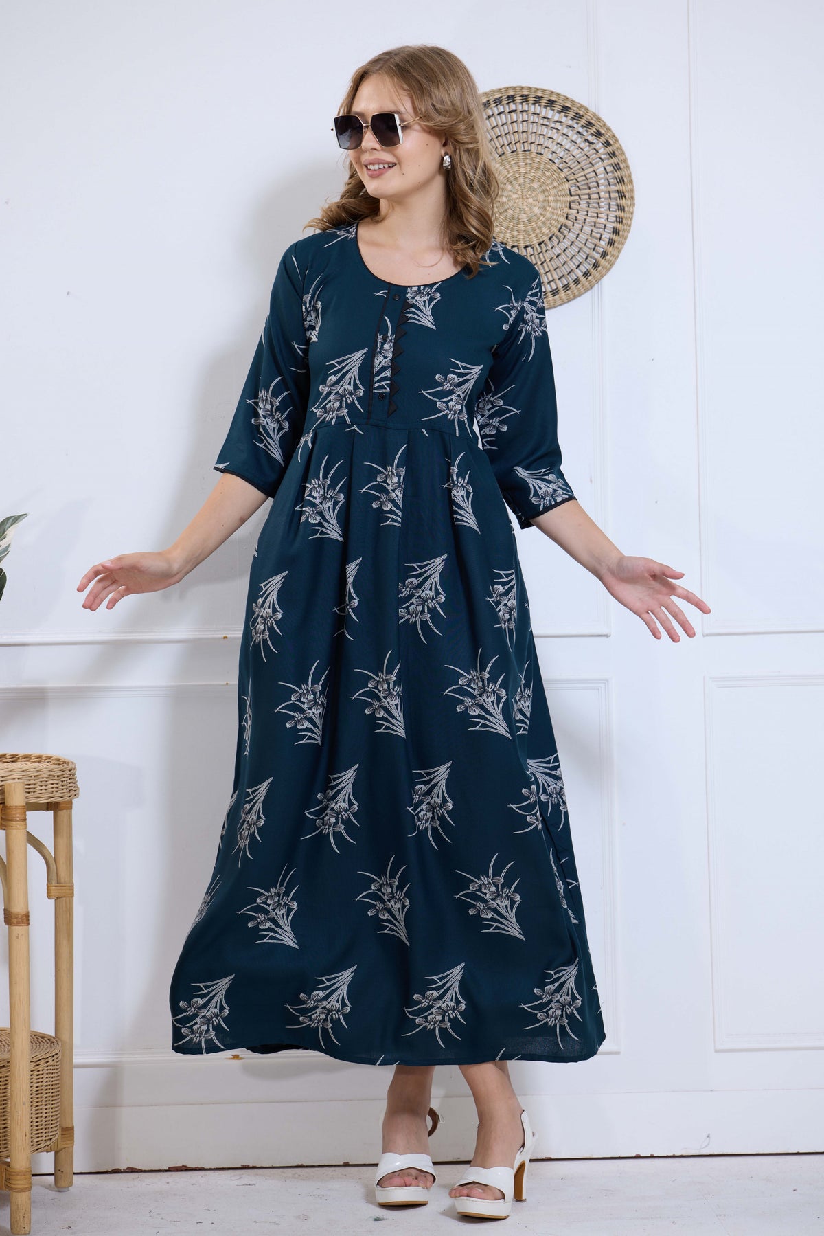 Alpine KURTI Style | Beautiful Stylish KURTI Model | Long 3/4 Sleeve & Side Pocket | Fresh Collection's for Stylish Women's (AK-3/4)