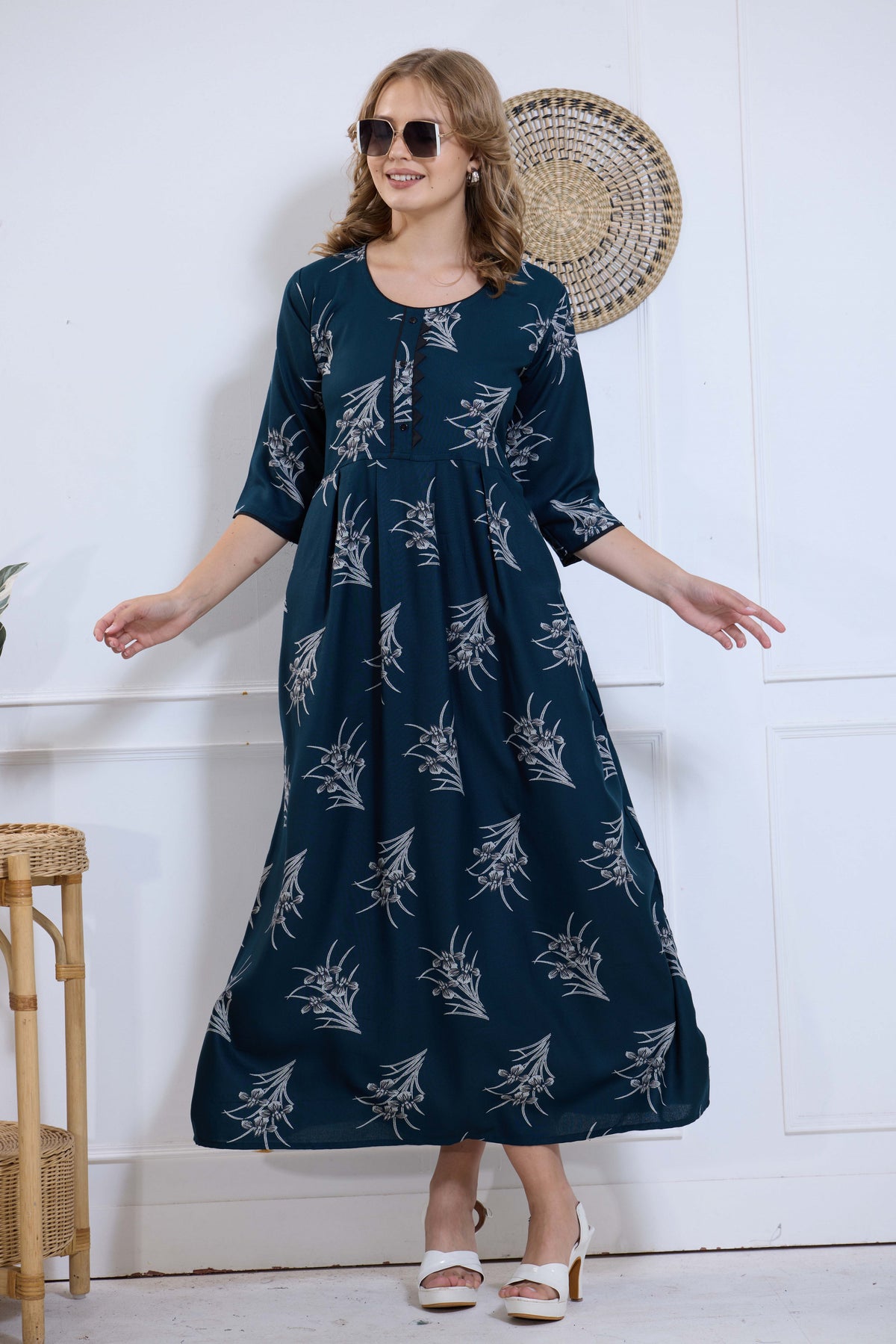 Alpine KURTI Style | Beautiful Stylish KURTI Model | Long 3/4 Sleeve & Side Pocket | Fresh Collection's for Stylish Women's (AK-3/4)