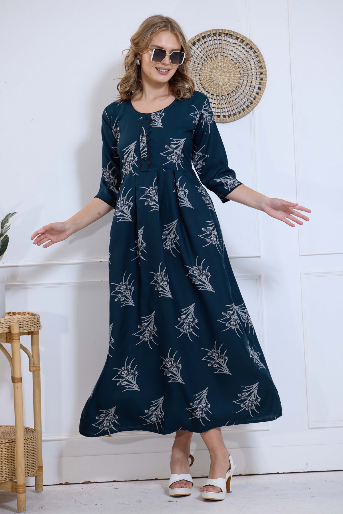 Alpine KURTI Style | Beautiful Stylish KURTI Model | Long 3/4 Sleeve & Side Pocket | Fresh Collection's for Stylish Women's (AK-3/4)