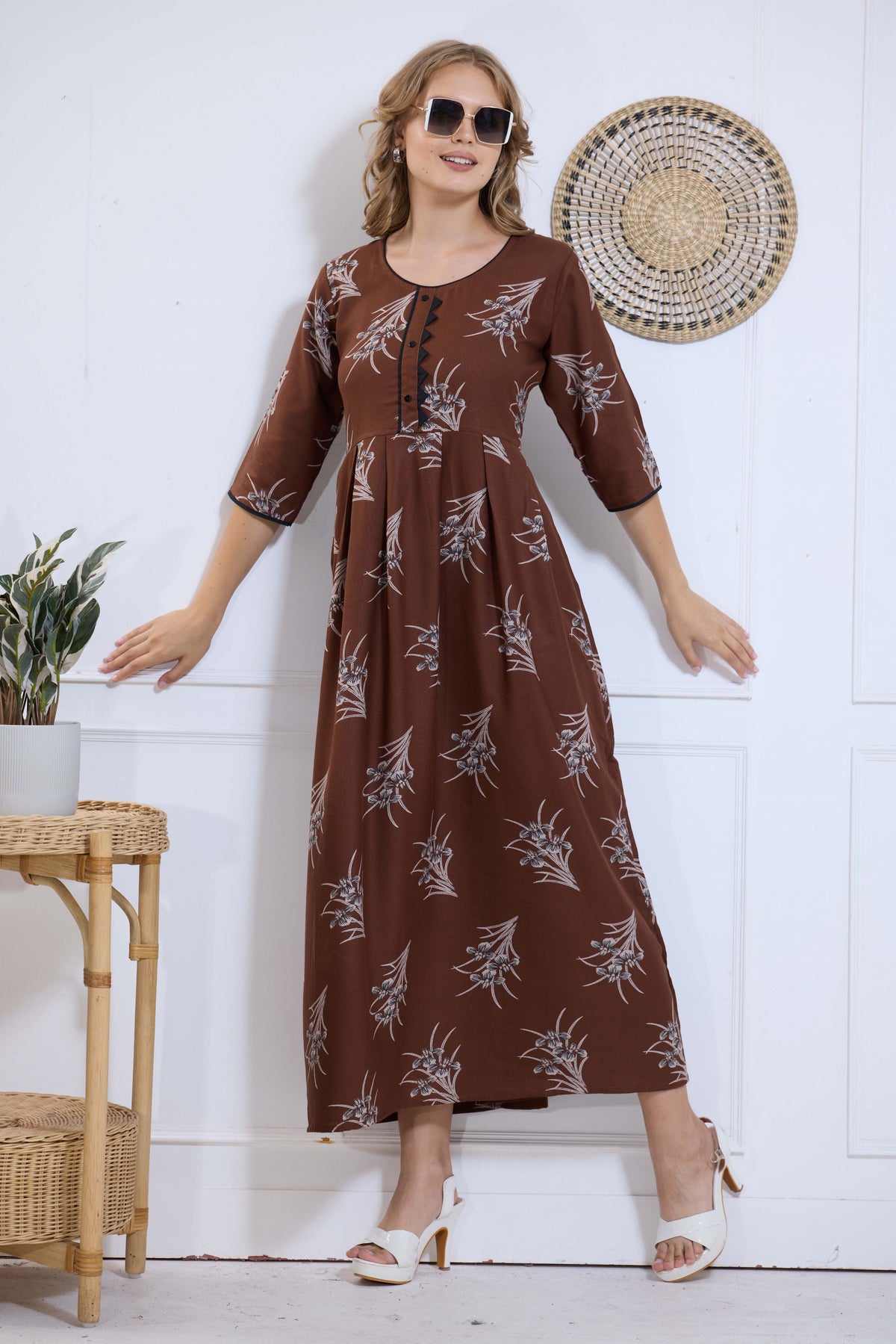 Alpine KURTI Style | Beautiful Stylish KURTI Model | Long 3/4 Sleeve & Side Pocket | Fresh Collection's for Stylish Women's (AK-3/4)