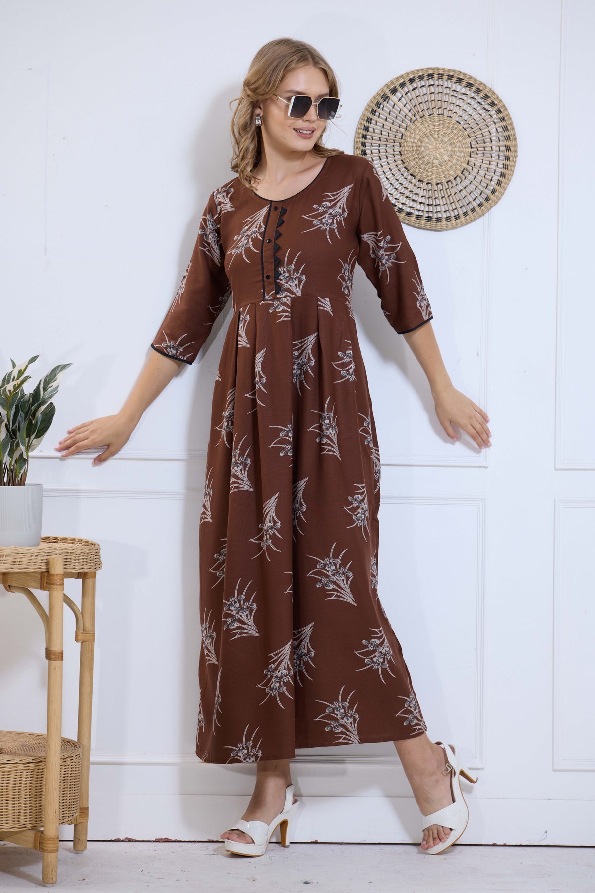 Alpine KURTI Style | Beautiful Stylish KURTI Model | Long 3/4 Sleeve & Side Pocket | Fresh Collection's for Stylish Women's (AK-3/4)