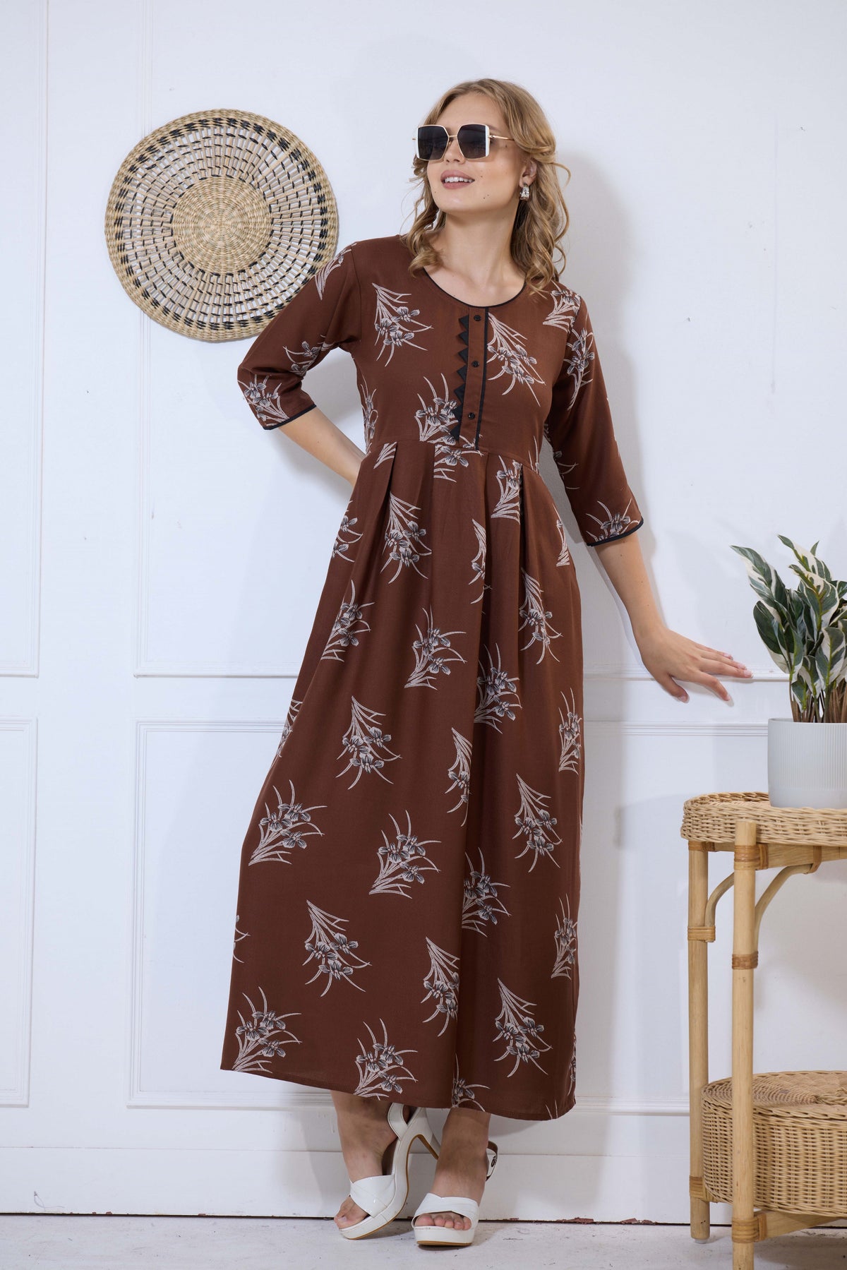 Alpine KURTI Style | Beautiful Stylish KURTI Model | Long 3/4 Sleeve & Side Pocket | Fresh Collection's for Stylish Women's (AK-3/4)