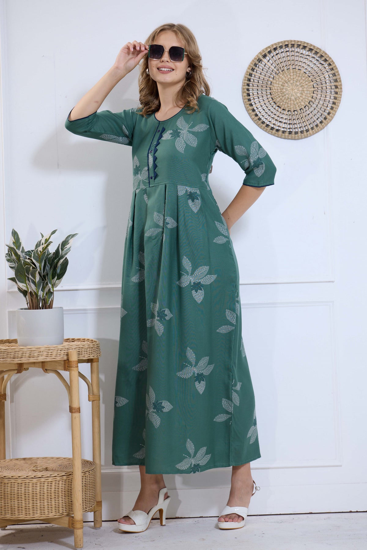 Alpine KURTI Style | Beautiful Stylish KURTI Model | Long 3/4 Sleeve & Side Pocket | Fresh Collection's for Stylish Women's (AK-3/4)