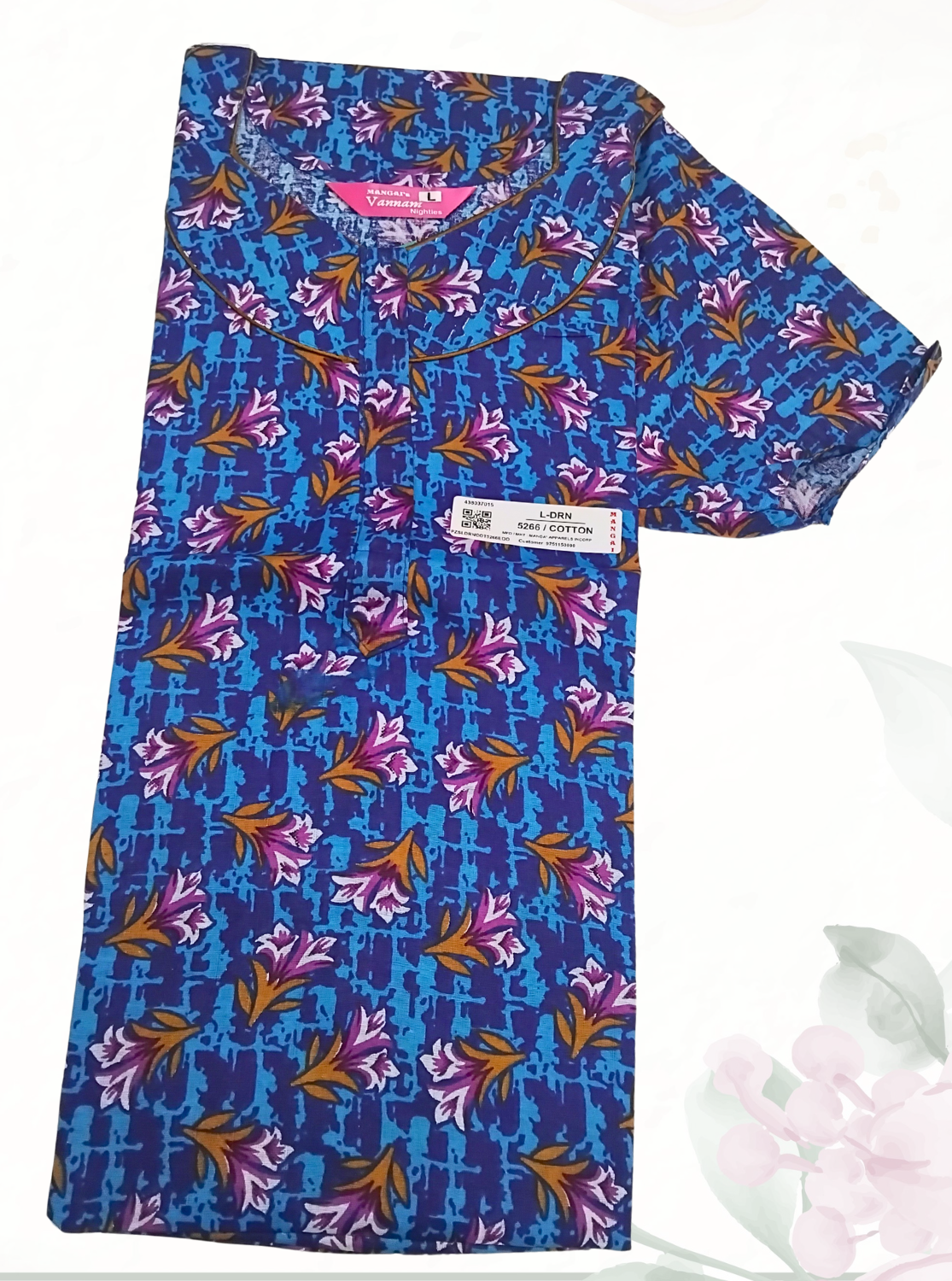 MANGAI Daily Wear Casual Comfort Fit Cotton Printed Nighties | Zipper Model with Slit Open | New Arrival's your Perfect Nightwear Companion (DRN)