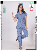 MANGAI Stylish HOSIERY Collar Night Suits | Stylish Print's All Over | Top & Bottom Set | Half Sleeve | Trendy Night Suits for Stylish Women's (HCPS)
