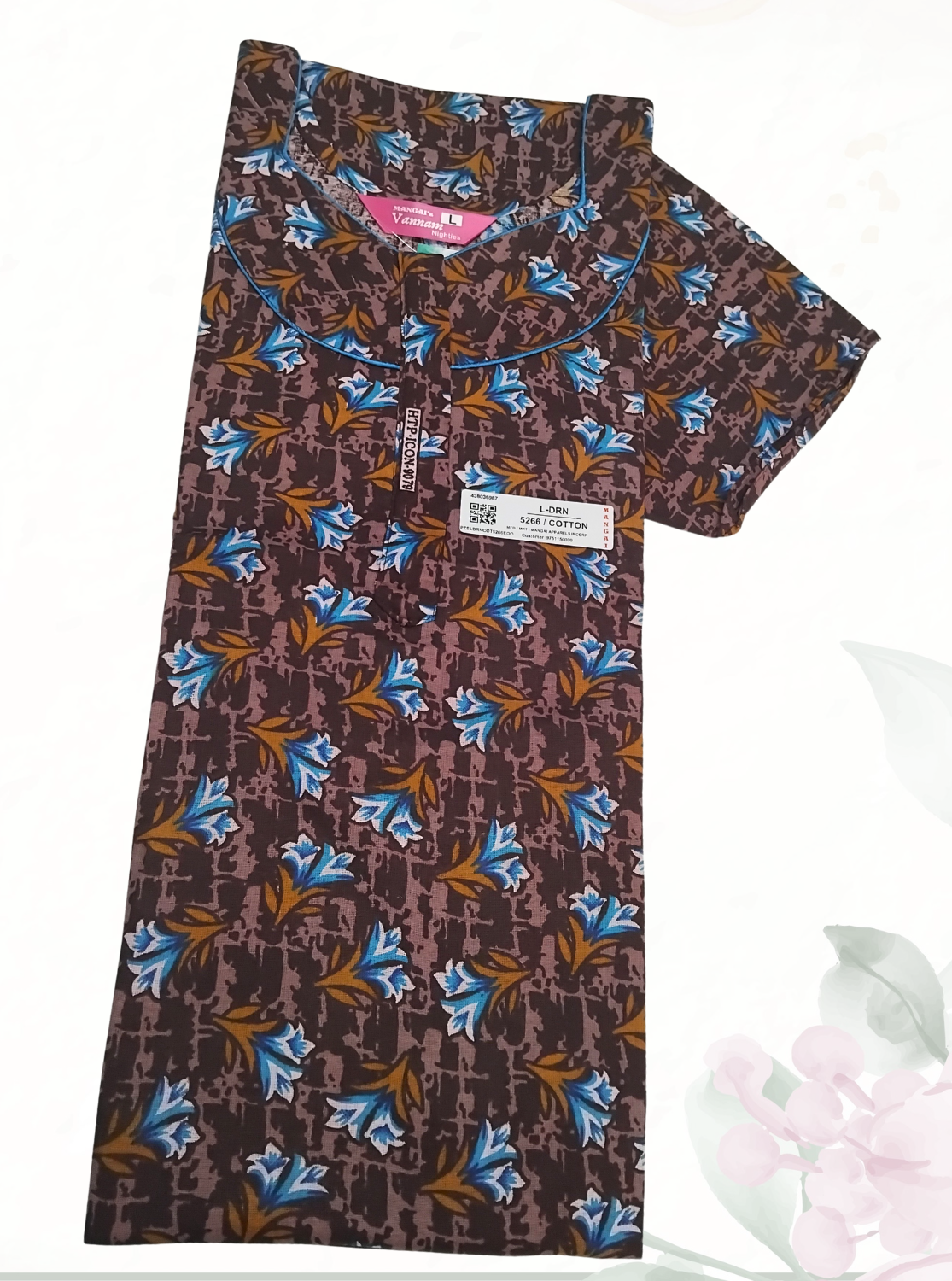 MANGAI Daily Wear Casual Comfort Fit Cotton Printed Nighties | Zipper Model with Slit Open | New Arrival's your Perfect Nightwear Companion (DRN)