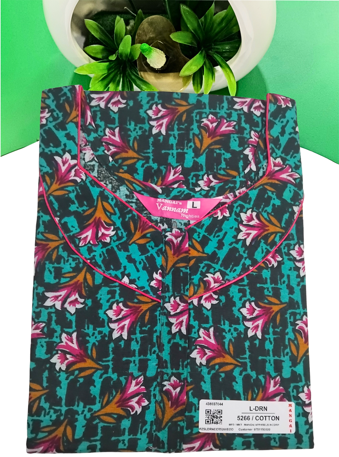 MANGAI Daily Wear Casual Comfort Fit Cotton Printed Nighties | Zipper Model with Slit Open | New Arrival's your Perfect Nightwear Companion (DRN)