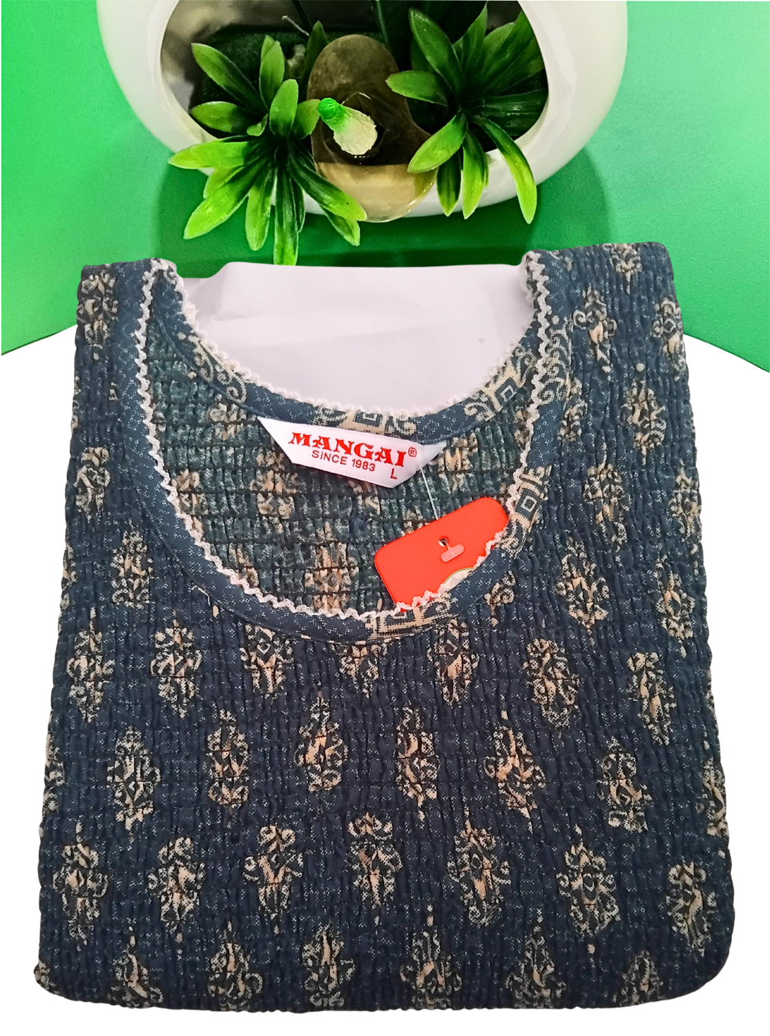 Crush Smocking Nighties for Stylish Women | Soft wrinkled texture Smocking Model | Rounded neck with Side Pocket | Daily wear Nighties for trendy women (PPL)