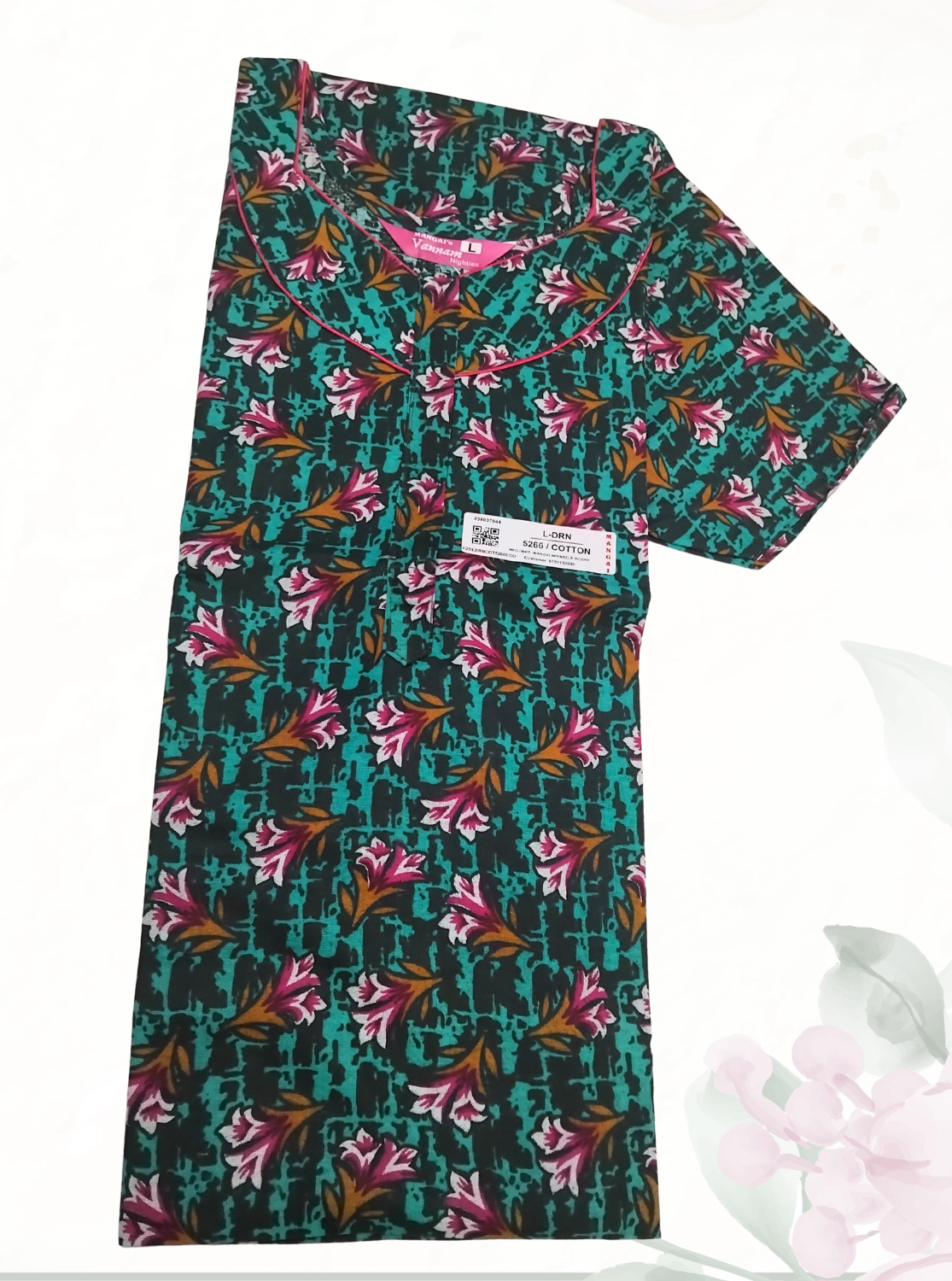 MANGAI Daily Wear Casual Comfort Fit Cotton Printed Nighties | Zipper Model with Slit Open | New Arrival's your Perfect Nightwear Companion (DRN)
