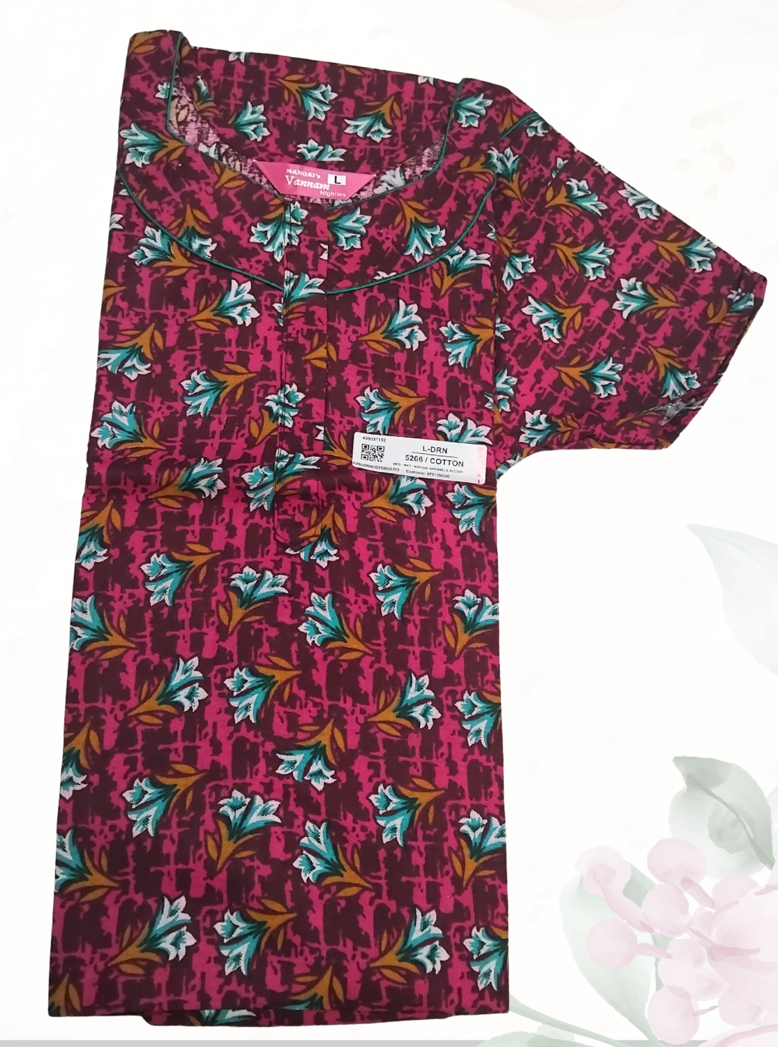MANGAI Daily Wear Casual Comfort Fit Cotton Printed Nighties | Zipper Model with Slit Open | New Arrival's your Perfect Nightwear Companion (DRN)