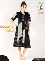 MANGAI Premium Rayon Collar MAXI Nighty for Women | Long Sleeve Stylish Nightwear for Women and Teenager | Perfect Stylish Nightwear (CM)