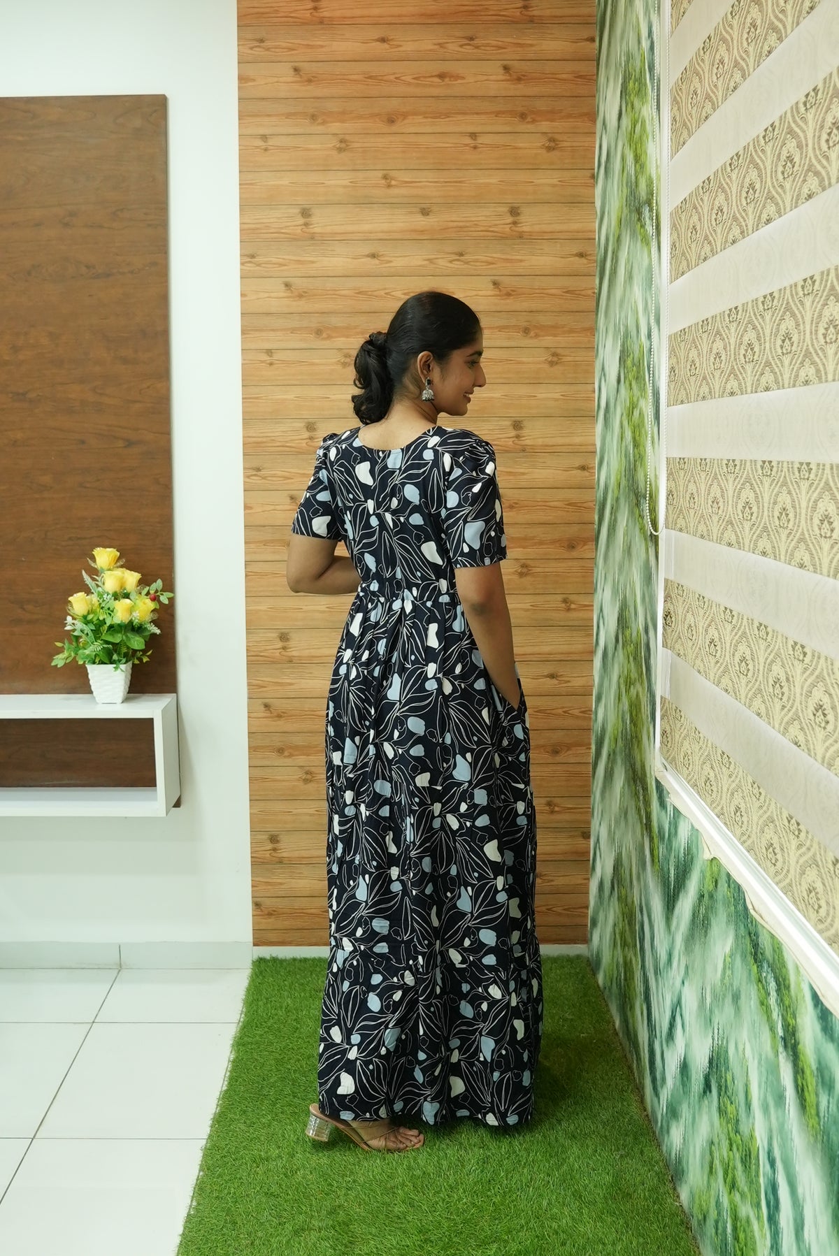 Stylish Arrivals Rayon Gathering Frock Model Night Gown's | Front Adjustable Gathering Style Rope Rope | Puff Sleeve | Trending Collection's for Stylish Women's (GFK)