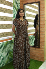 Stylish Arrivals Rayon Gathering Frock Model Night Gown's | Front Adjustable Gathering Style Rope Rope | Double Layer Sleeve | Trending Collection's for Stylish Women's (FKG)