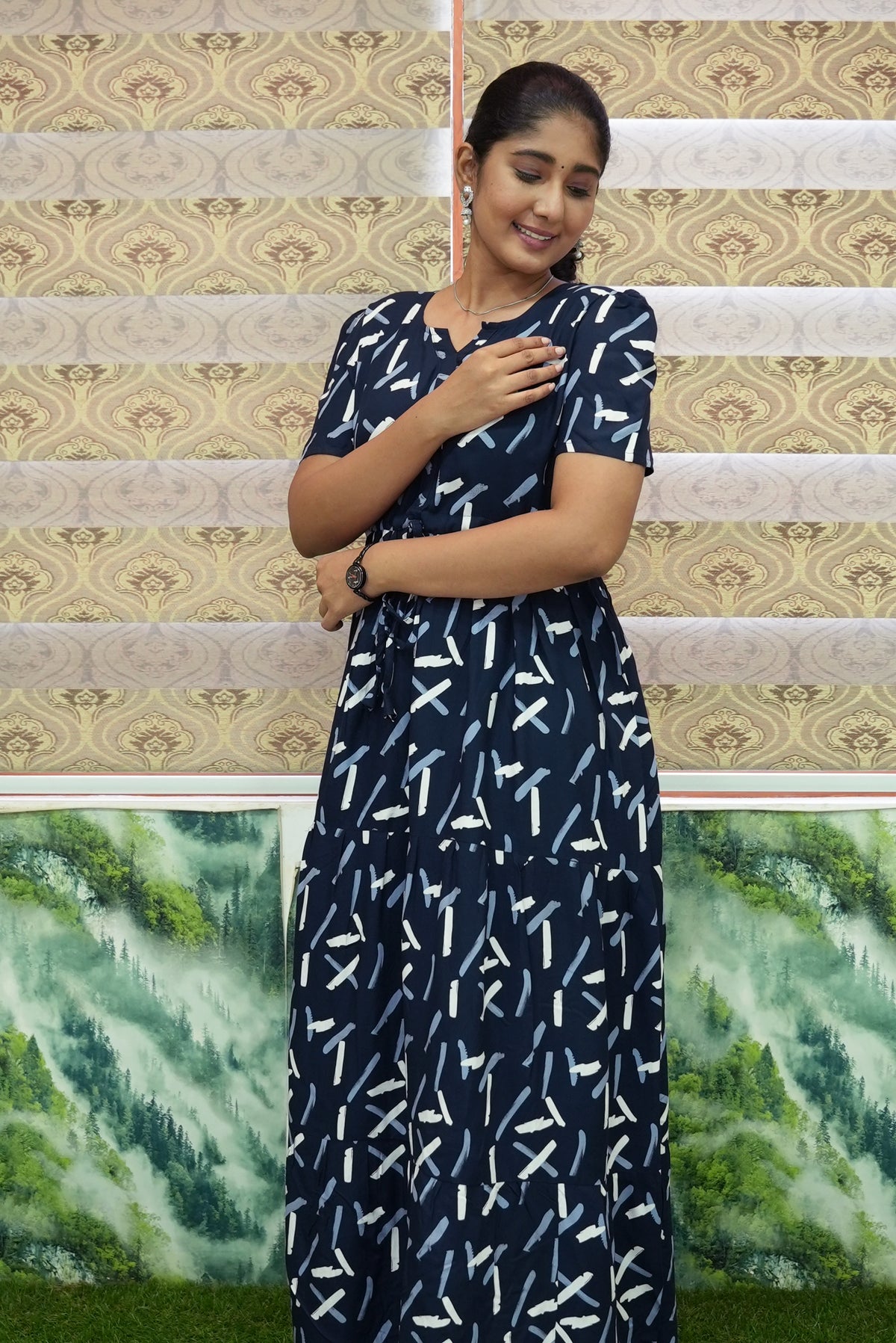 Stylish Arrivals Rayon Gathering Frock Model Night Gown's | Front Adjustable Gathering Style Rope Rope | Puff Sleeve | Trending Collection's for Stylish Women's (GFK)