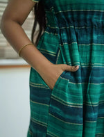 Rayon Stripe Print Gathering Maxi with Front Tie - Mangai Nighties