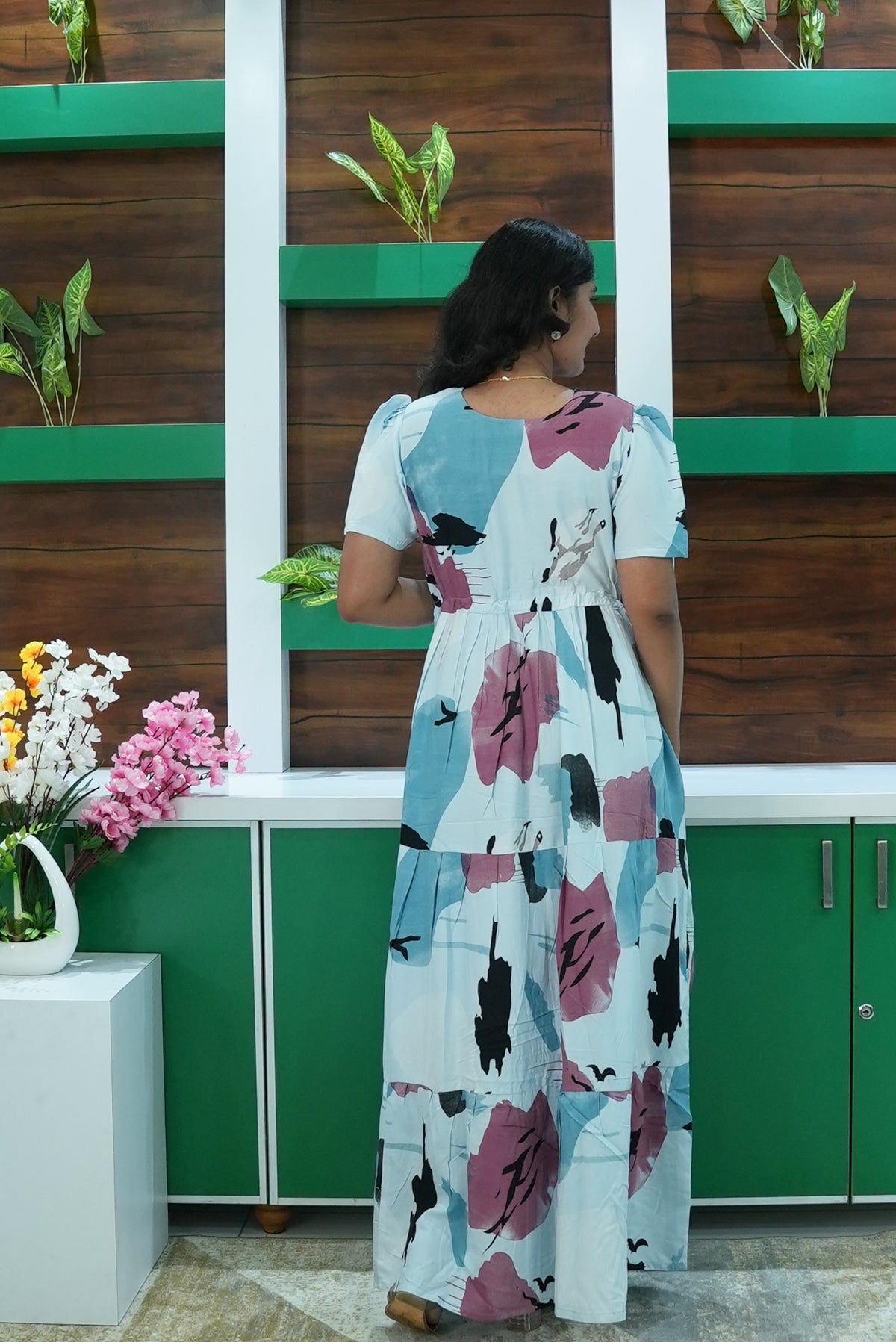 Stylish Arrivals Rayon Gathering Frock Model Night Gown's | Front Adjustable Gathering Style Rope Rope | Puff Sleeve | Trending Collection's for Stylish Women's (GFK)