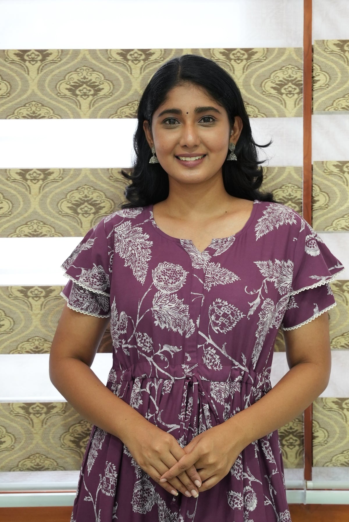 Stylish Arrivals Rayon Gathering Frock Model Night Gown's | Front Adjustable Gathering Style Rope Rope | Double Layer Sleeve | Trending Collection's for Stylish Women's (FKG)