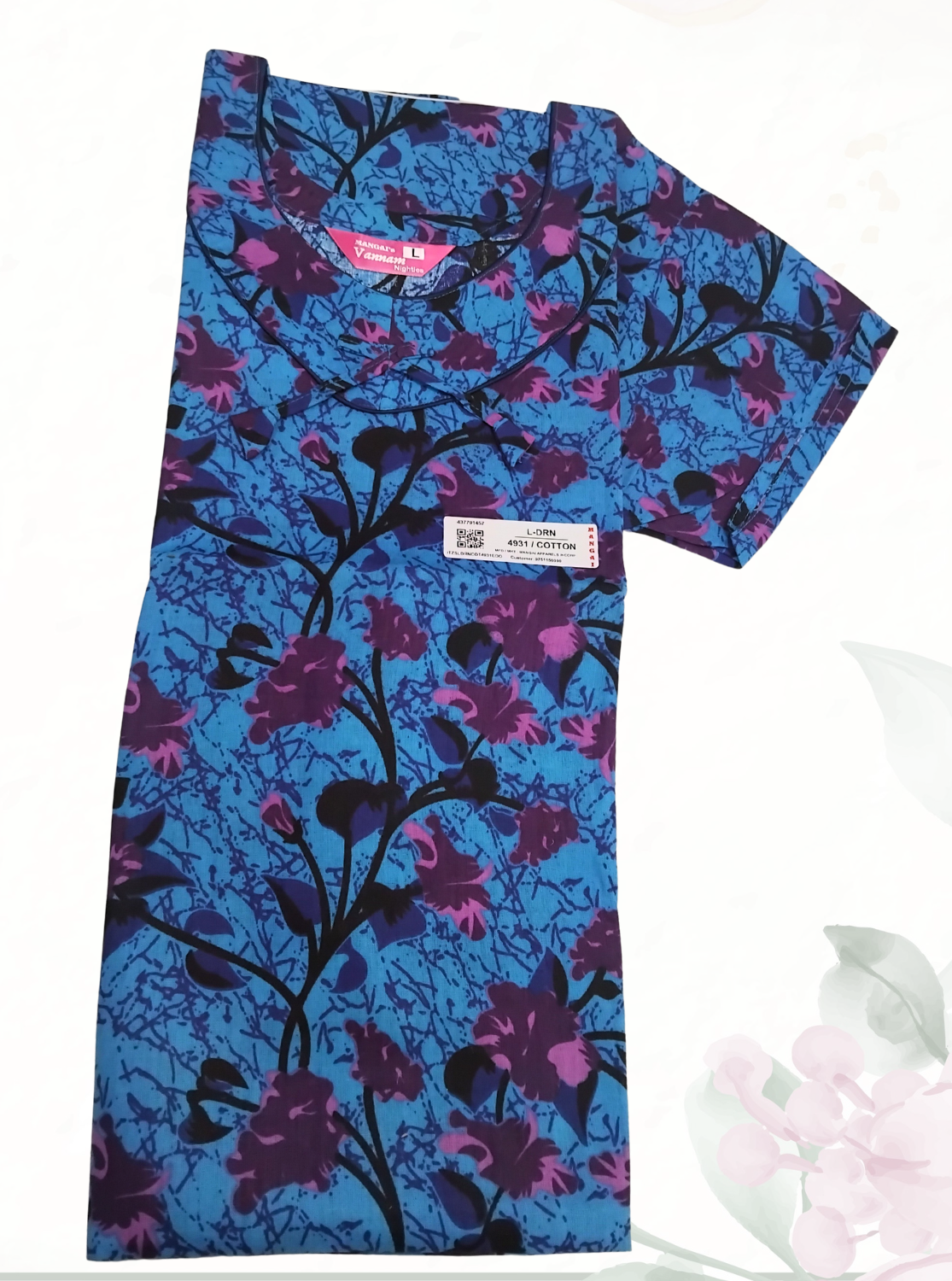 MANGAI Daily Wear Casual Comfort Fit Cotton Printed Nighties | Zipless Model| Slit Open Comfort Fit Daily Wear Nighties (DRN)