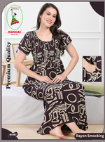 MANGAI Premium RAYON Smocking Nighty | Beautiful Pleated Design | Side Pocket | Stylish Nighty for Trendy Women's | Your Perfect Nightwear Collection's (RYS)