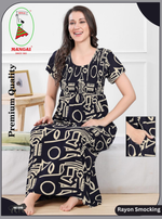 MANGAI Premium RAYON Smocking Nighty | Beautiful Pleated Design | Side Pocket | Stylish Nighty for Trendy Women's | Your Perfect Nightwear Collection's (RYS)