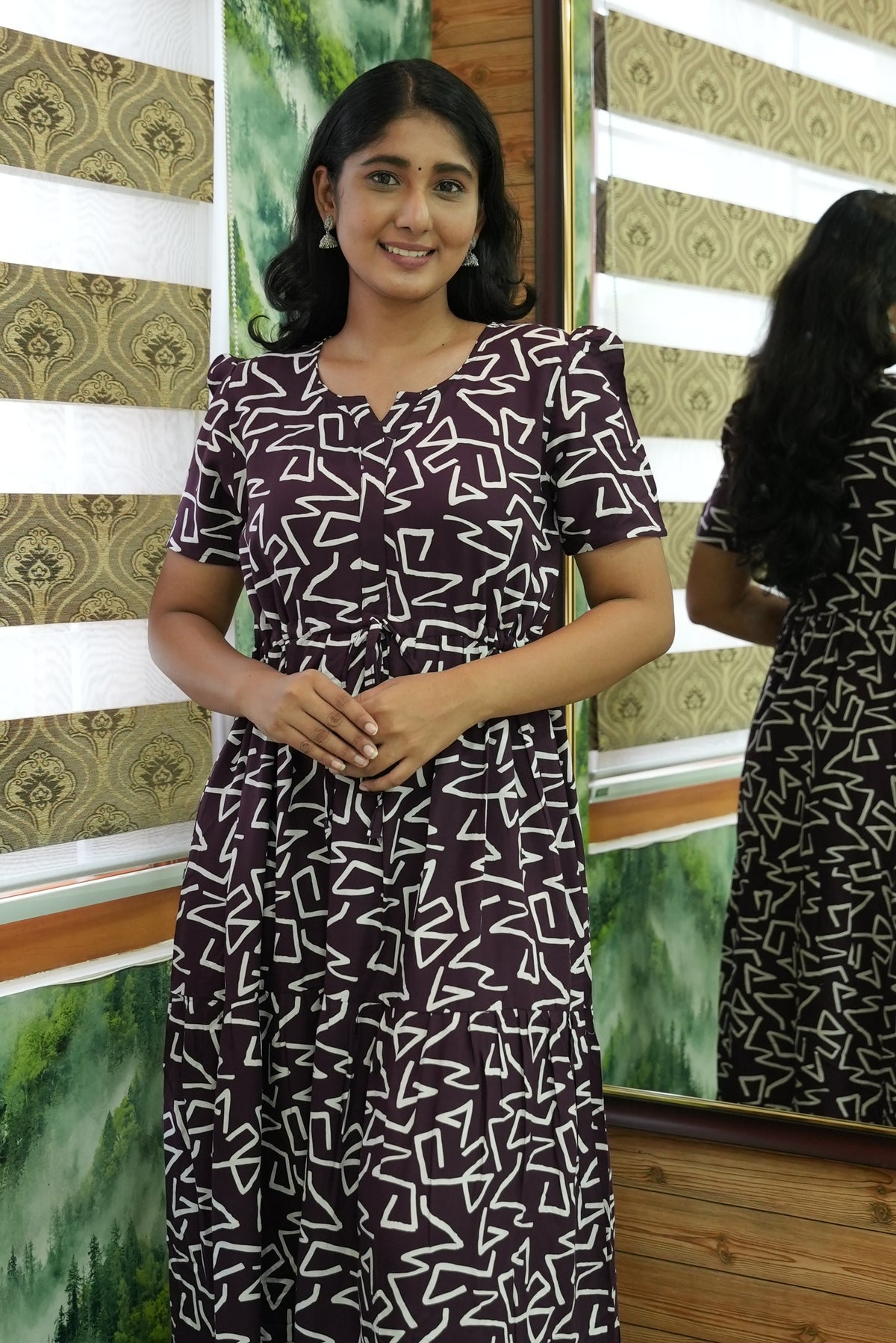 Stylish Arrivals Rayon Gathering Frock Model Night Gown's | Front Adjustable Gathering Style Rope Rope | Puff Sleeve | Trending Collection's for Stylish Women's (GFK)